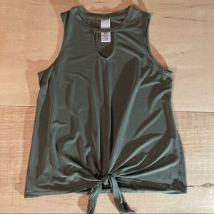 TIME AND TRU 🫒 Olive Tie Front Tank